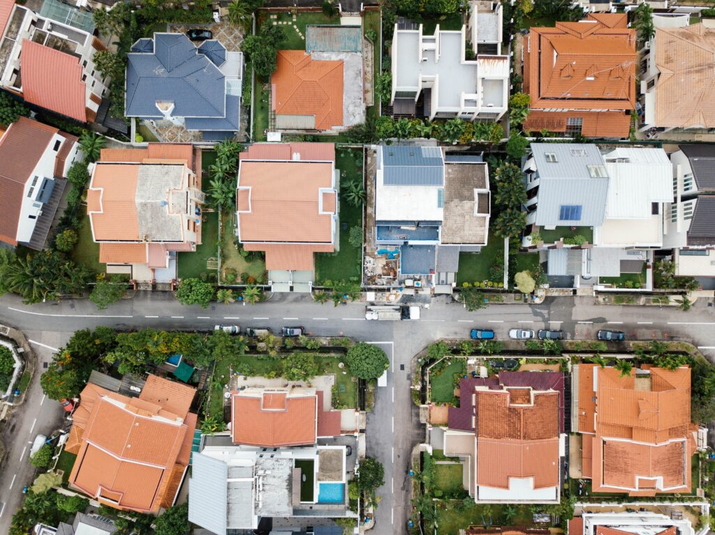 birds-eye view of roofing